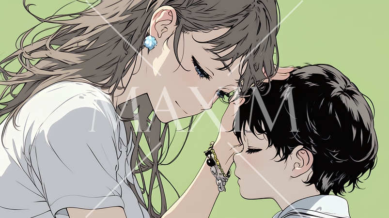 幼い我が子の悩みの相談にのっている母親