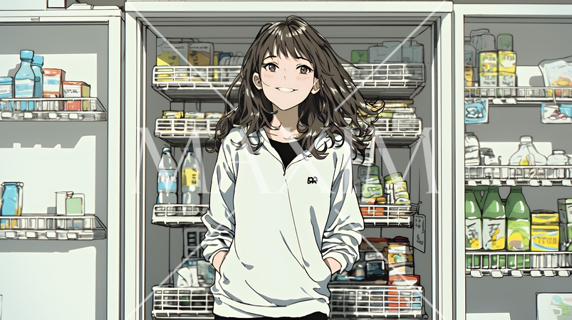 コンビニで新作スイーツを物色中の若い女性