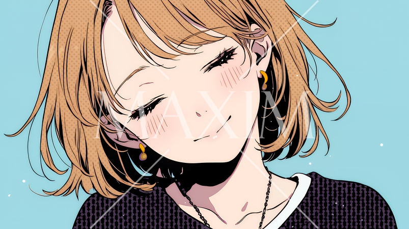 「うふふ」と微笑んでいる若い女性