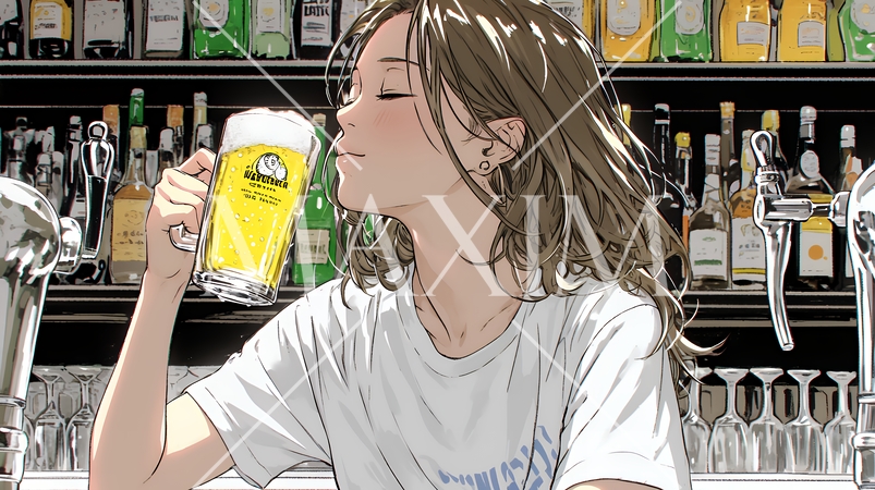 ビールを飲んでいる女性