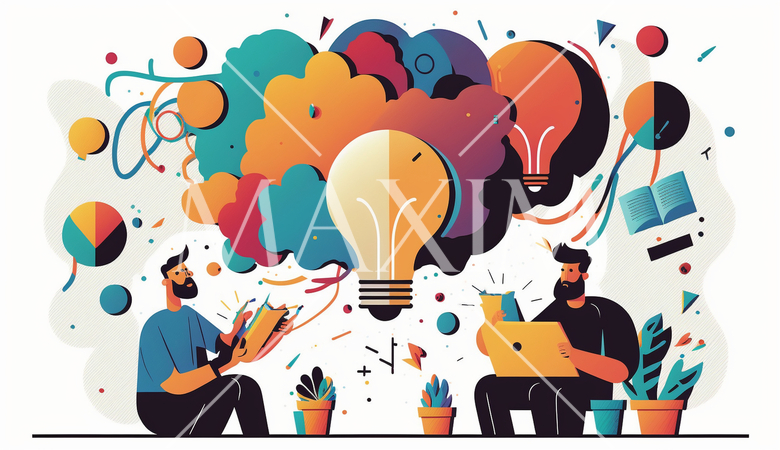 クリエイティブブレインストーミング：アーティスト、デザイナー、クリエイターのアイデア出し合い。2