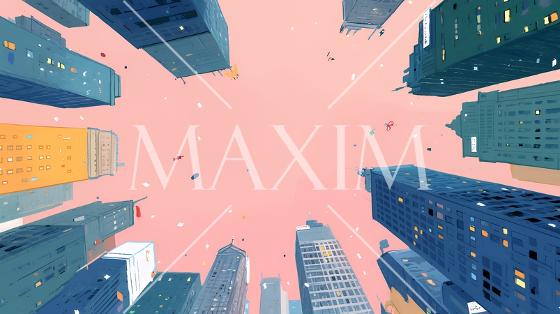 大都市のビル街（ポップでキュートな表現）