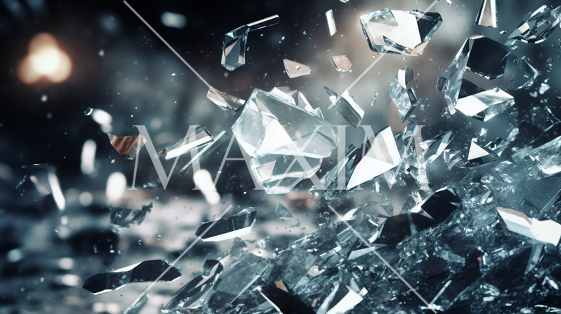 ガラスが割れて飛び散っている背景画像：精緻CG画像