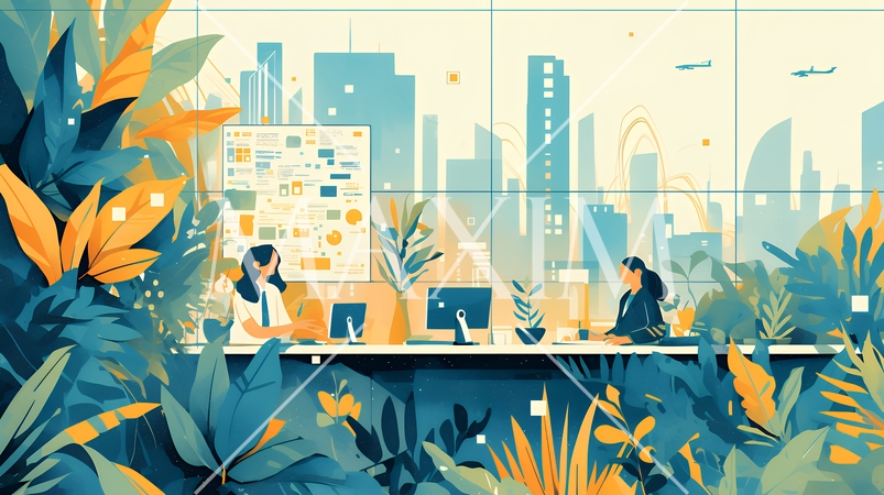 オフィッスで二人でミーティングをしている