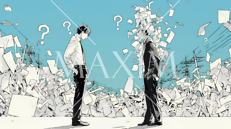 互いに相手の意見を十分に理解できないまま対話を続ける二人のビジネスマン