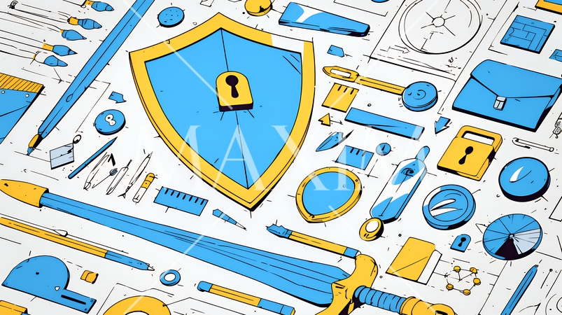 サイバーセキュリティ対策の重要性｜ロックとシールドで守る情報保護のビジネスバナー素材