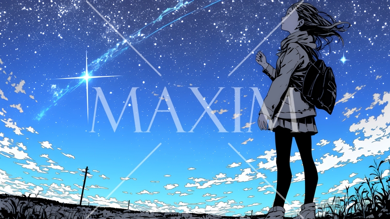 星空を眺めている若い女性