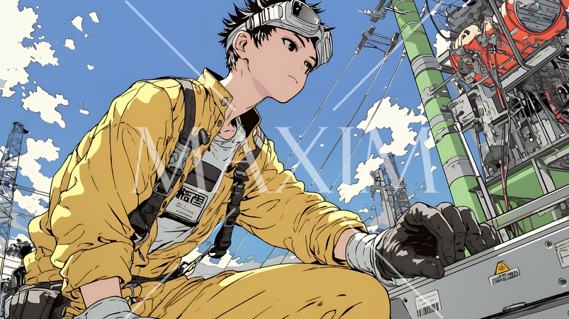 作業服を着た工場労働者