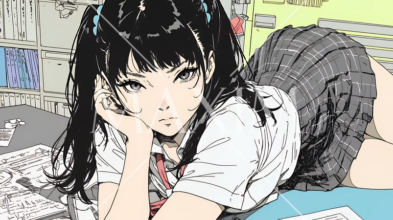 「つまんないの」と不貞腐れている制服を着た女子高生