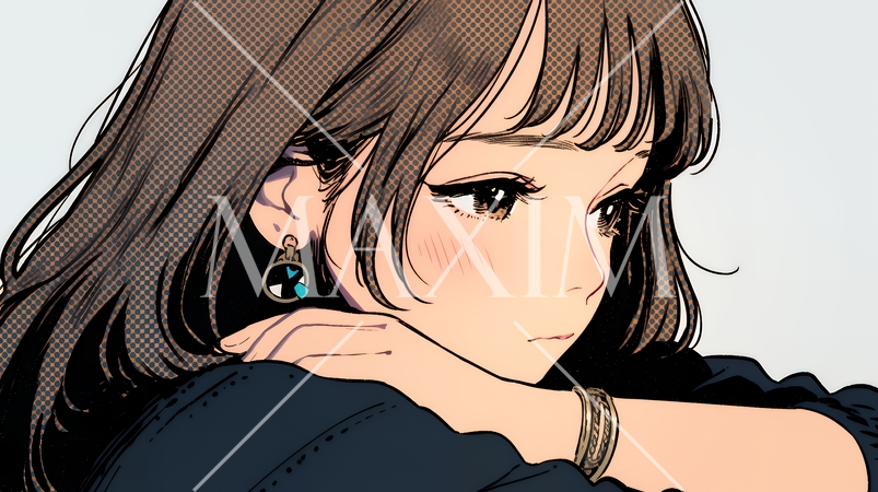 考え事をしている若い女性