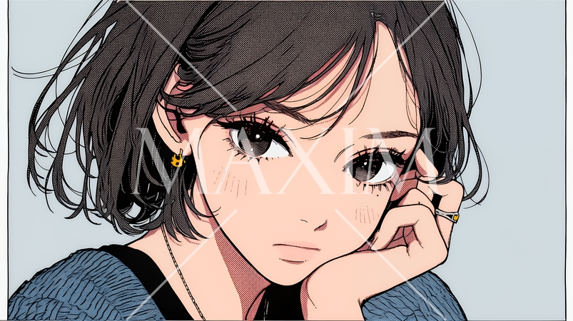 嫉妬の表情を浮かべる若い女性