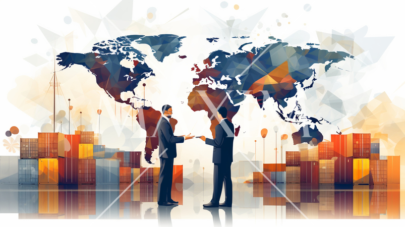 貿易と国際ビジネス：国際的なビジネス取引、輸出入。