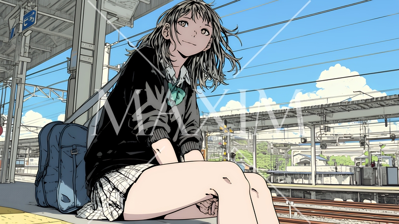 電車で通学している女子高生