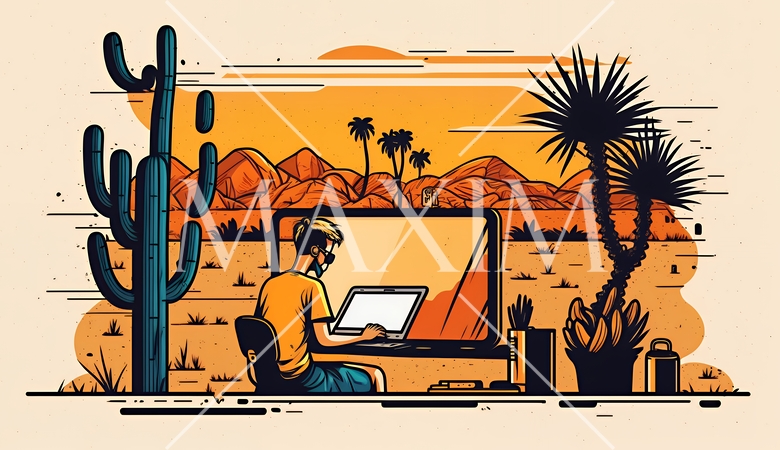 テレワーク／リモートワーク（場所に縛られない働き方）（POPな表現）