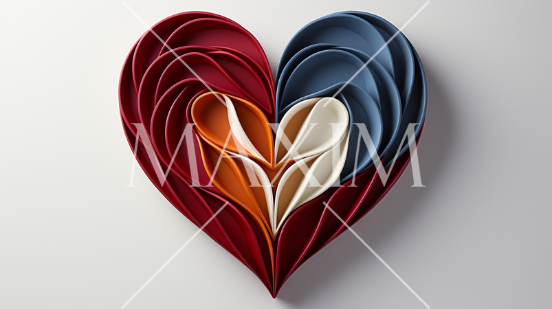 ハートの形の立体（3D）オブジェクトの白背景イラスト