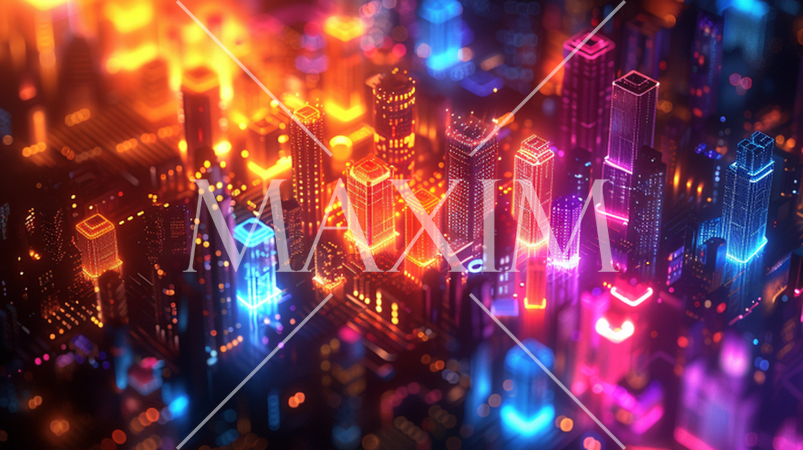 FinTech：銀行や証券、保険などの金融分野とITの融合：PC基板にビルが林立