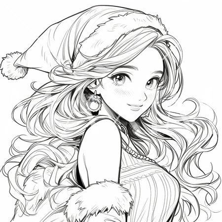 サンタクロースのコスプレをしている若い女性