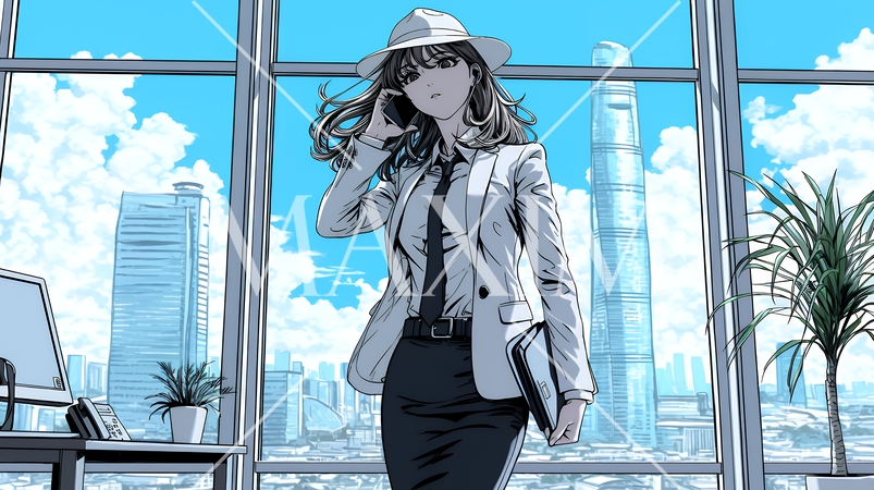 スマートフォンで通話をしているビジネスウーマン