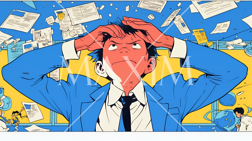 深夜残業で疲弊する会社員｜過労とストレスに悩むビジネスパーソン（ブラック企業イメージ）