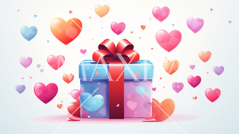ハートがいっぱいのギフトボックス