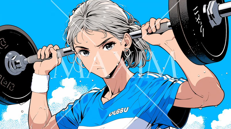 ウェイトトレーニングをしている若い女性