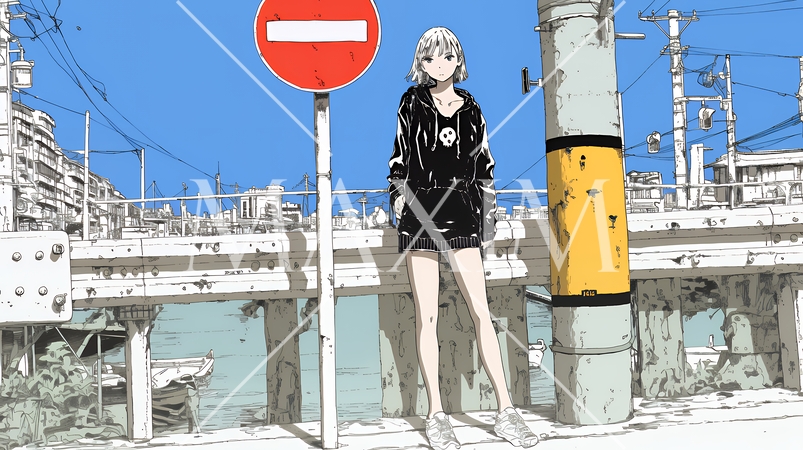 Noという意思表示：進入禁止マークと無表情な女性で表現