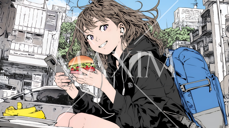 食事の最中もスマホを手放せない若い女性