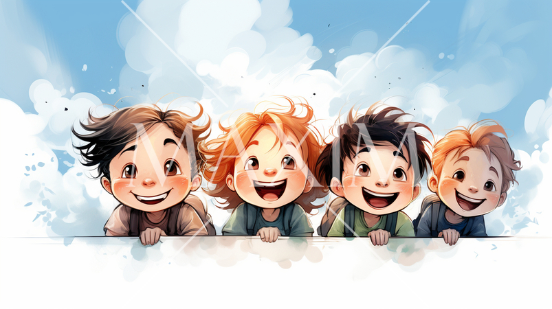 ニコニコ顔で一緒に遊んでいる子供たち