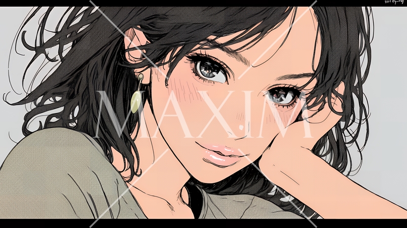 お茶目な（生意気な表情をした遊び心のある）若い女性