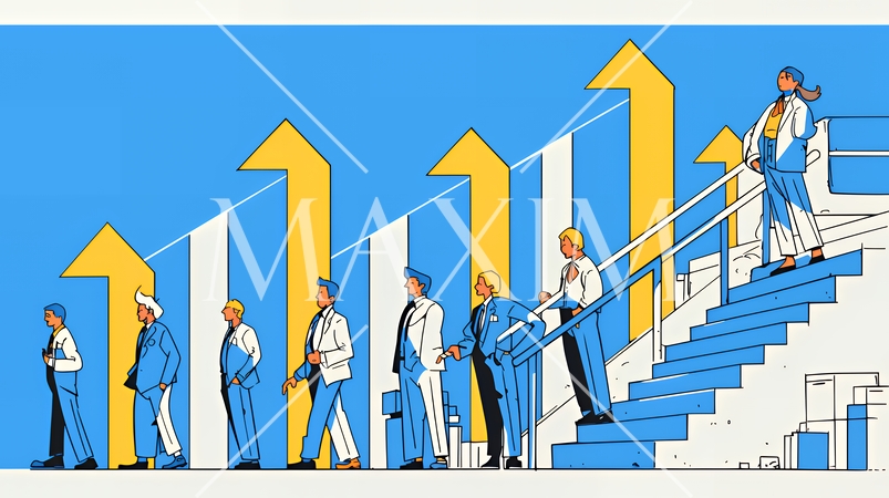 上昇グラフで会社の成長を表すビジネスチーム｜企業発展と成功のビジネスコンセプト