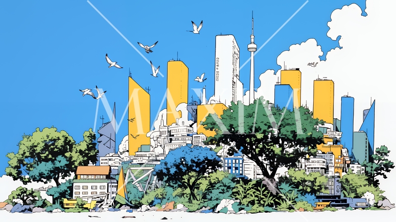 ESG経営とサステナビリティのビジネスコンセプト｜環境・社会・ガバナンスを表す企業向けイラスト