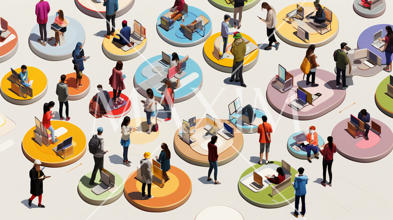 コンピューターと人間の交流：人がデバイスを操作する、情報交換の様子