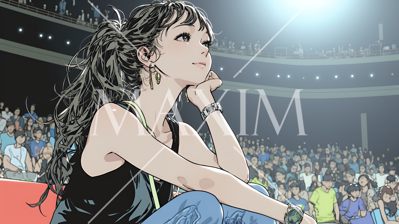 映画や演劇を鑑賞している若い女性