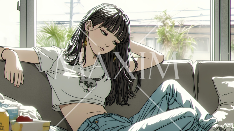 腹痛（生理痛）に苦しむ若い女性