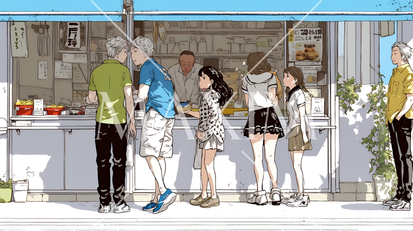 日本風ファストフード店：屋台、立ち食い屋、かくうち