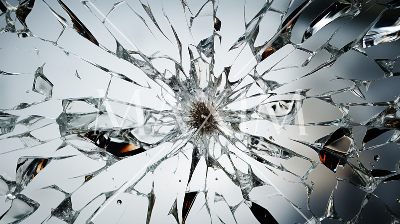 ガラスにできた弾痕：精緻CG