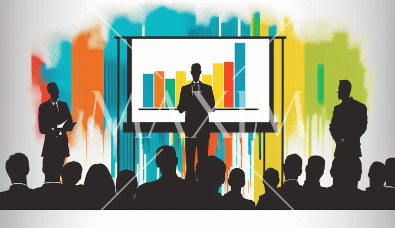 プレゼンテーション：プレゼンテーションを行うビジネスプロフェッショナル。