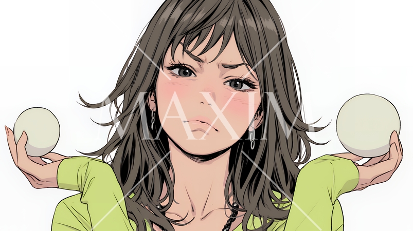 肩をすくめて困惑・諦めの仕草をしている若い女性