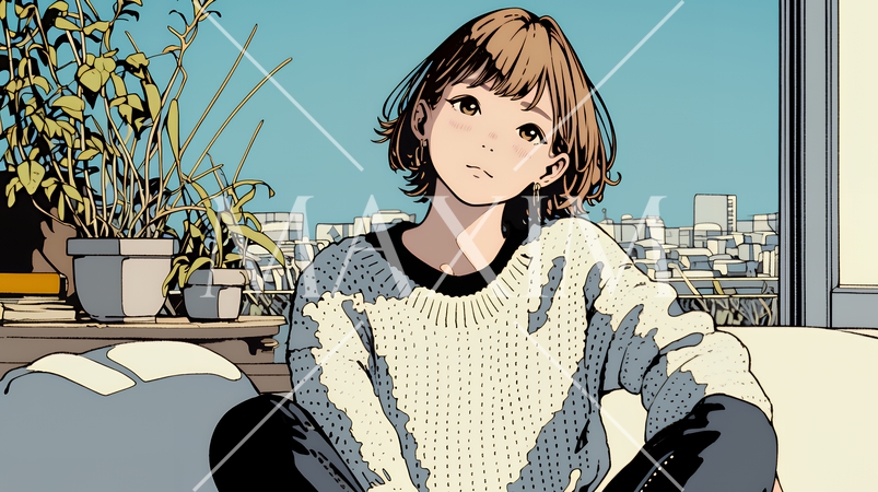 ため息をついている若い女性