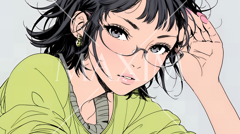 お茶目な（生意気な表情をした遊び心のある）若い女性