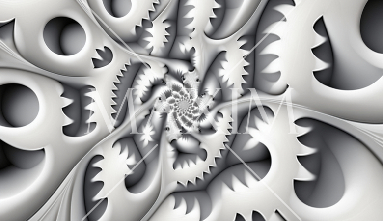 白バックのフラクタル様背景素材精緻CG画