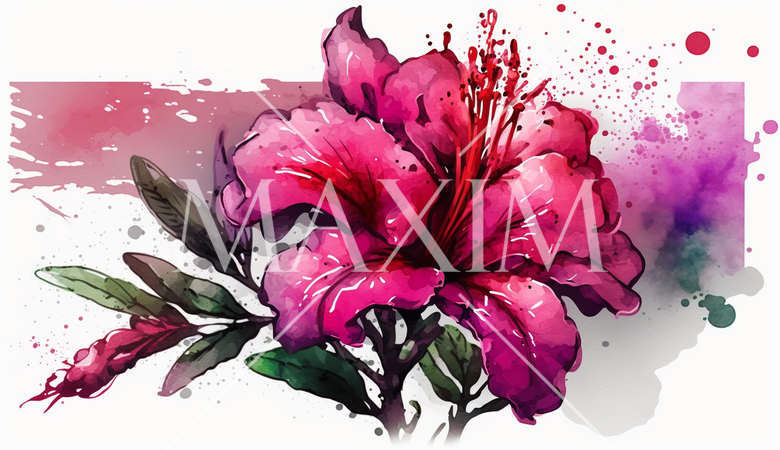 ツツジの花の水彩画