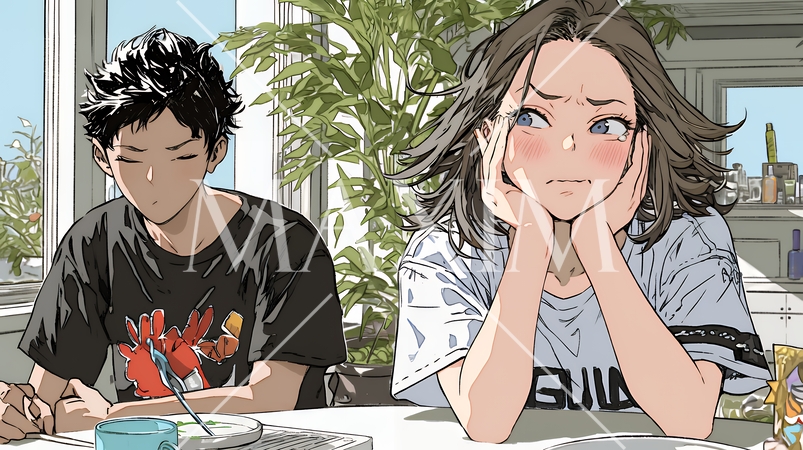 恥ずかしがって顔を赤らめている女性（異性を意識して？）