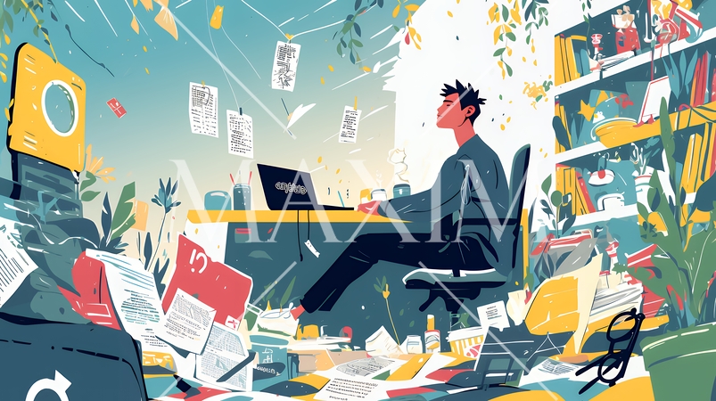 経済的に追い詰められ、部屋で悩む男性