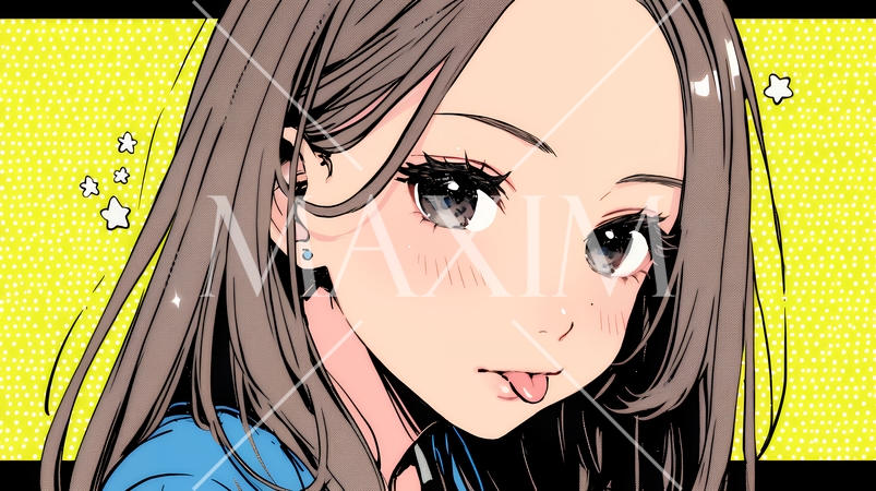 舌をちょっと出して（てへぺろ風）おどけている若い女性