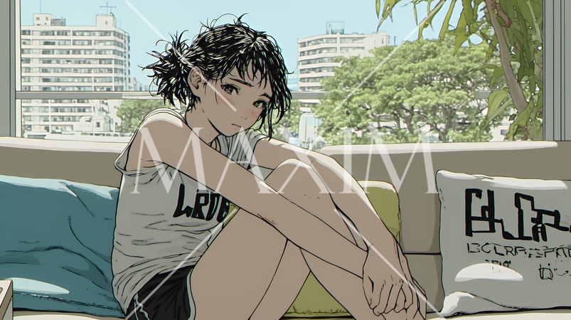 腹痛（生理痛）に苦しむ若い女性