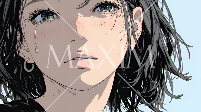 涙ぐむ若い女性