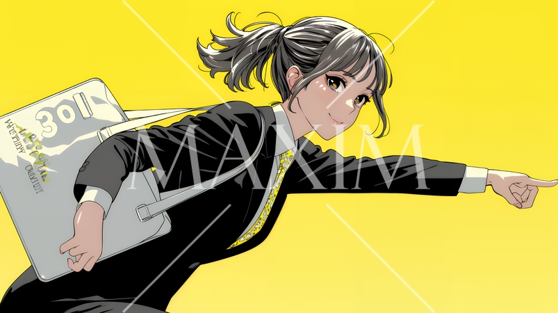 人差し指を立てて決断を下したビジネスパーソン