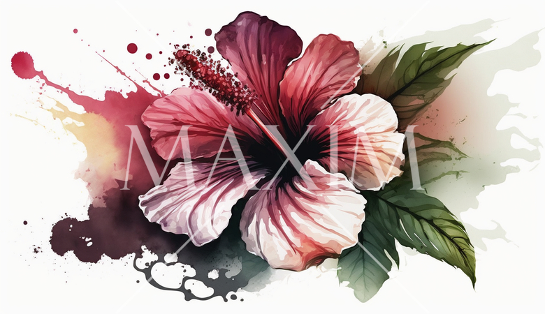 ハイビスカスの花の水彩画
