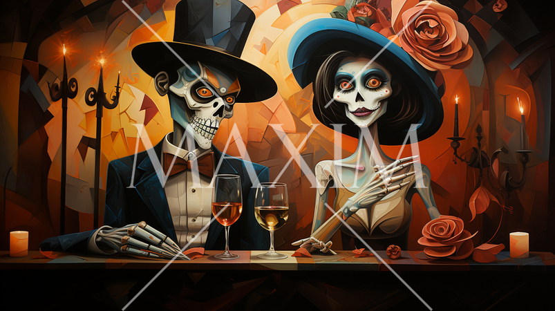 夫婦のゾンビをキュービズムな表現で描いた